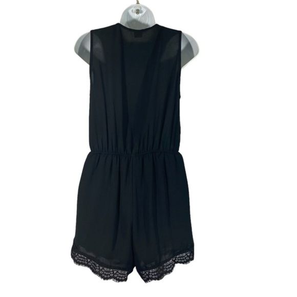 Surf Gyspy Size Small Romper Front Tie Black Sleeveless Lace Trim - Picture 3 of 8